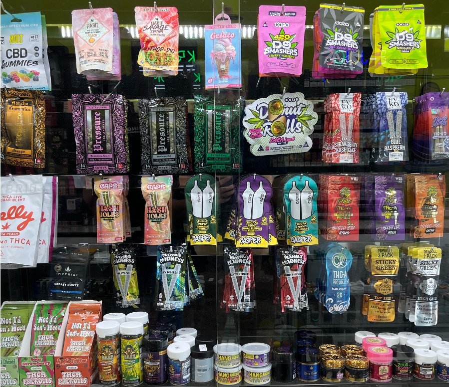 Retail display of cannabis and hemp-derived products